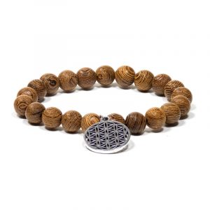 Mala / Bracelet Élastique Bois de Wengé - Fleur de Vie