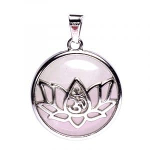 Pendentif Lotus - Ohm - Quartz Rose (3 cm)