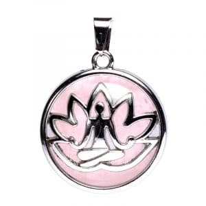 Pendentif Méditation Lotus - Quartz Rose (3 cm)