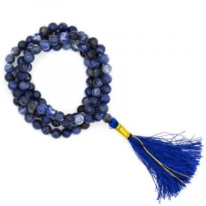 Mala Sodalite Qualité AA - 108 Perles + Étui en Brocart