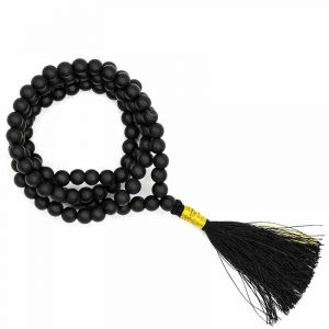 Mala Shungite Qualité AA - 108 perles (0,6cm) + Étui en Brocart