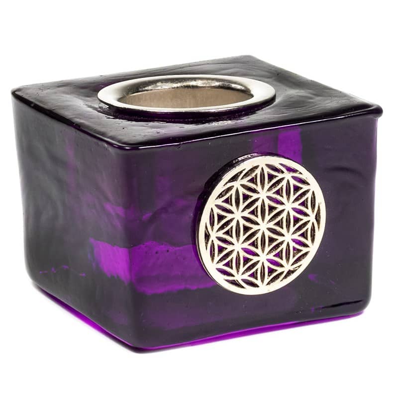 Bougeoir Cubique Violet - Fleur de Vie