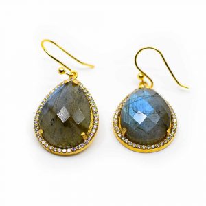 Boucles d'Oreilles Labradorite Goutte d'Eau - Argent Sterling 925 et Plaqué Or