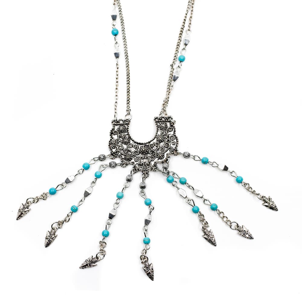 Collier Bohème Motifs Floraux et Fers de Lance