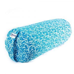 Traversin de Yoga Turquoise Rond en Coton - Motif Floral - 59 x 21,5 cm