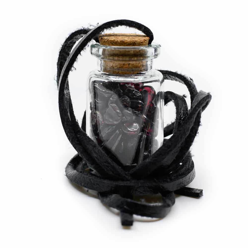 Petite Bouteille Grenat - Cordon en Coton Ciré