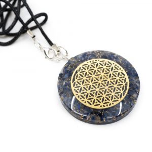 Pendentif Orgonite / Sodalite Fleur de Vie - Rond