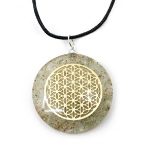 Pendentif Fleur de Vie Orgonite / Aventurine verte - Rond