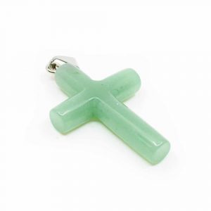 Pendentif Pierre Précieuse Aventurine Verte - Croix (45 mm)