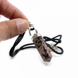 Pendentif Rhodonite Double Anneau en Argent
