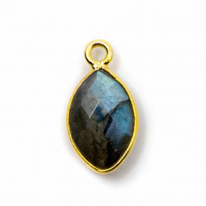 Pendentif Labradorite - Argent 925 et Plaqué Or (12 mm)