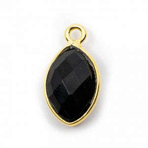 Pendentif Onyx Noir | Argent 925 et Plaqué Or (12 mm)