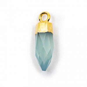 Pendentif en Pierre Précieuse Calcédoine Aqua (12 mm)