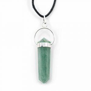 Pendentif Aventurine verte Double Anneau en argent