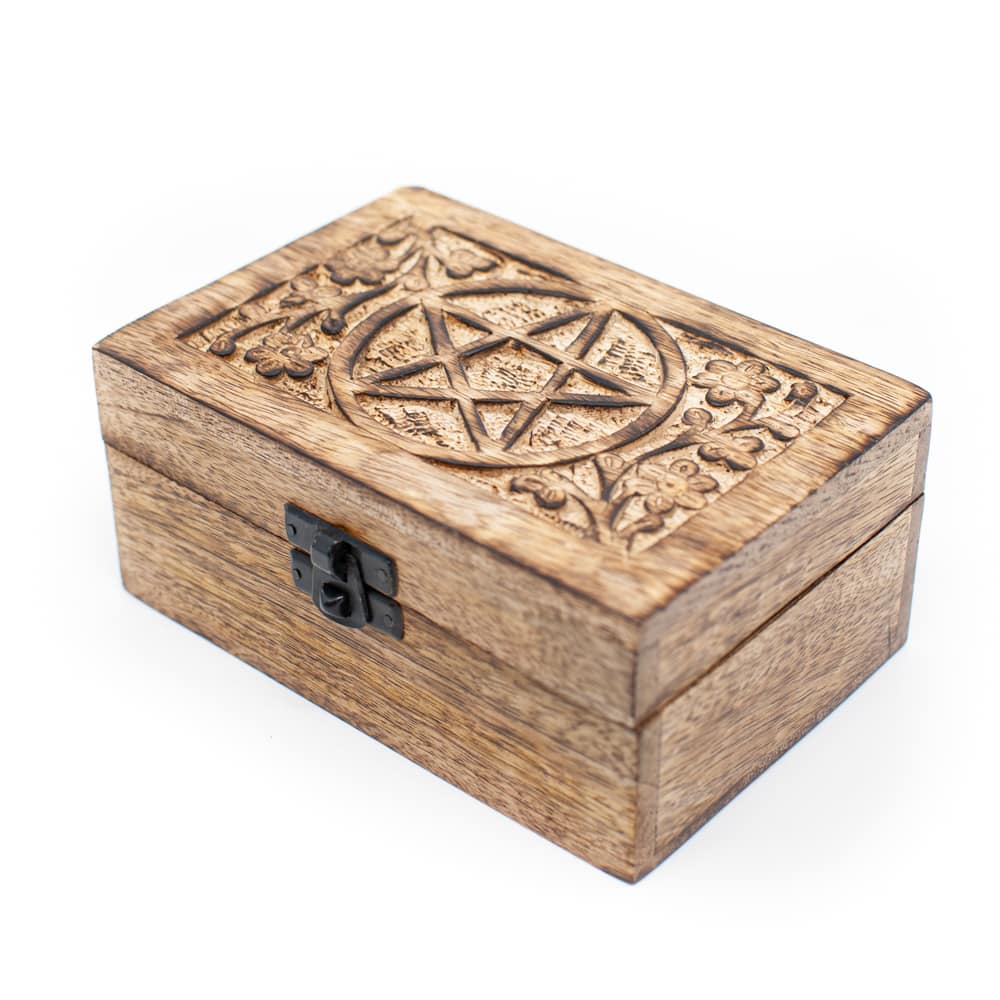 Boîte de Rangement en Bois Durable Pentagramme - Fabriquée à la Main (15 cm)
