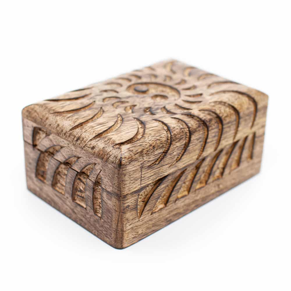 Boîte de Rangement en Bois Durable Yin Yang - Fabriquée à la Main (15 cm)