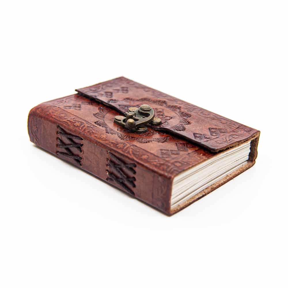 Carnet de Notes en Cuir avec Petit Cadenas - Fabriqué à la Main