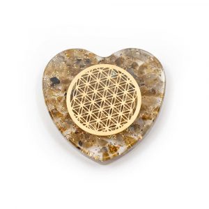 Coeur Orgonite et Labradorite - Fleur de Vie en Cuivre