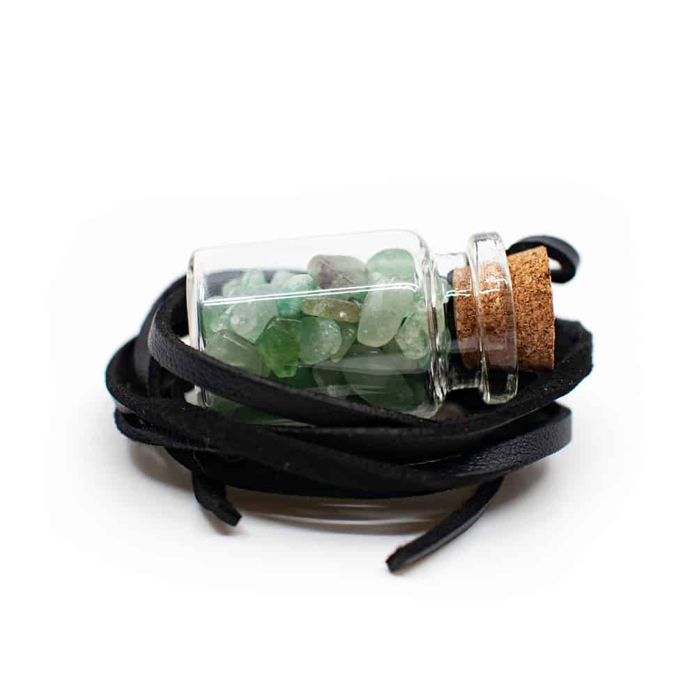 Petite Bouteille Aventurine - Cordon en Coton Ciré