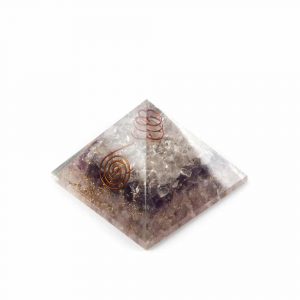 Pyramide Orgonite Améthyste / Cristal de Roche / Quartz Rose (70 mm)