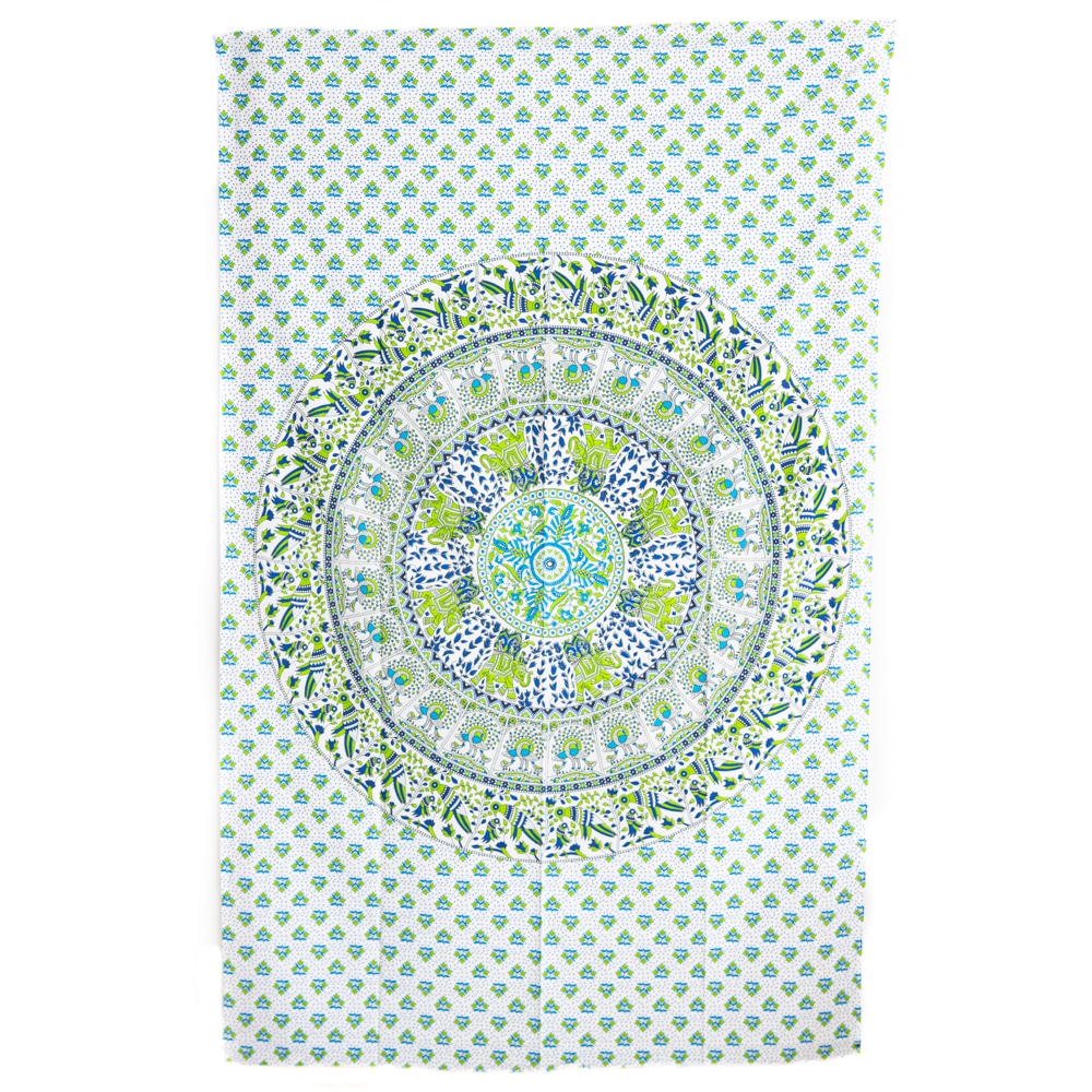 Tapisserie Authentique Mandala Royaume des Animaux en Coton (215 x 135 cm)