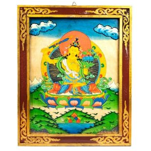 Panneau en Bois Bouddha Manjushri Tangkha (44 x 33 cm)