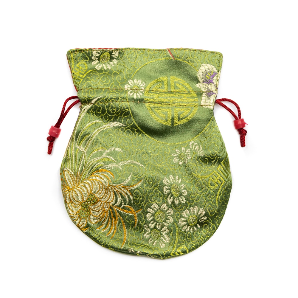 Pochette en Tissu Brocart Fabriquée à la Main - Verte