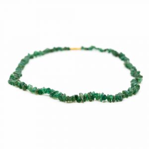 Collier Pierre Précieuse Jade vert | Petits Galets Concassés (45 cm)