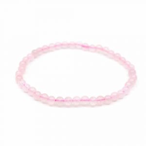 Bracelet de Pierre Précieuse Quartz Rose (Perles de 4 mm)