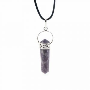 Pendentif Lépidolite Double Anneau Pourpre