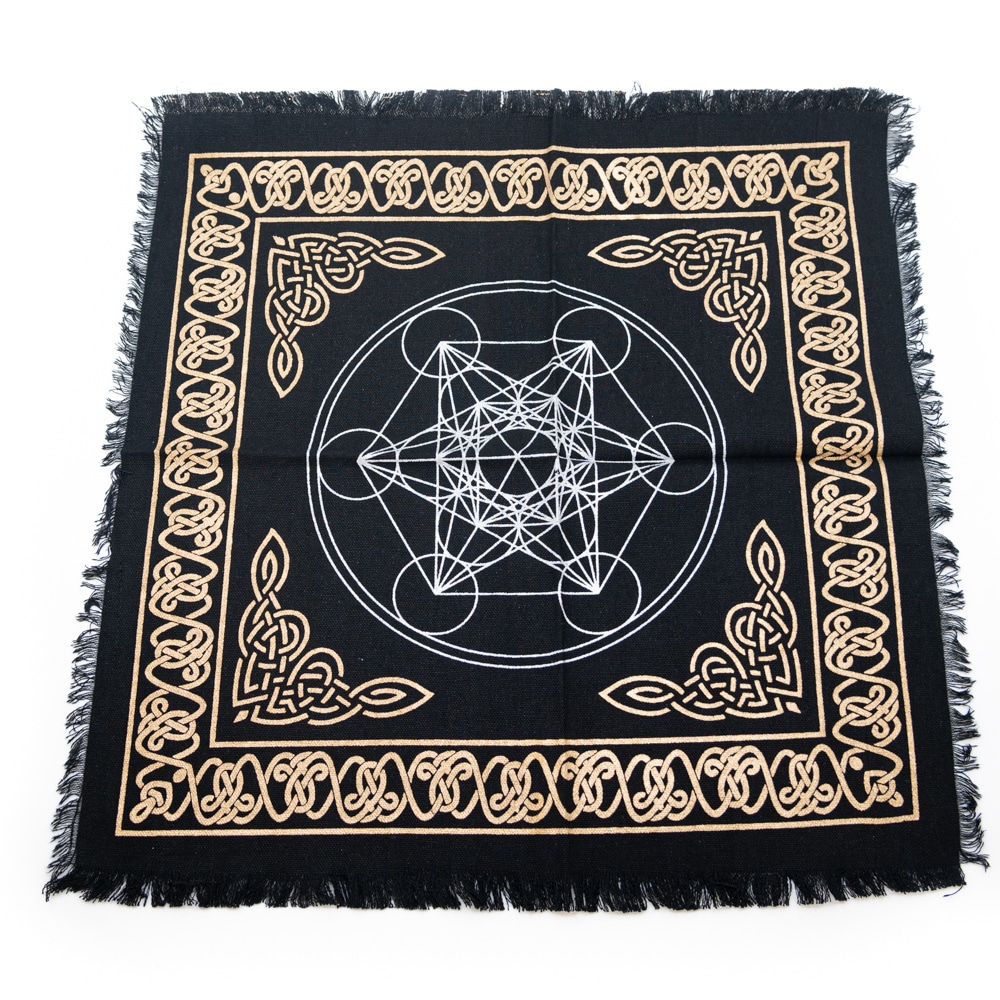 Tapis d'Autel en Coton Doré et Argenté - Métatron (45 x 45 cm)