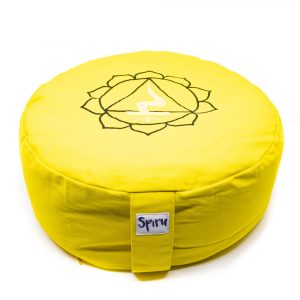 Coussin de Méditation Jaune Spiru en Coton - 3e Chakra Plexus Solaire - 36 x 15 cm