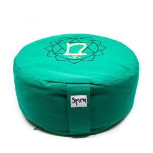 Coussin de Méditation Vert Spiru en Coton - 4e Chakra Anahata - 36 x 15 cm