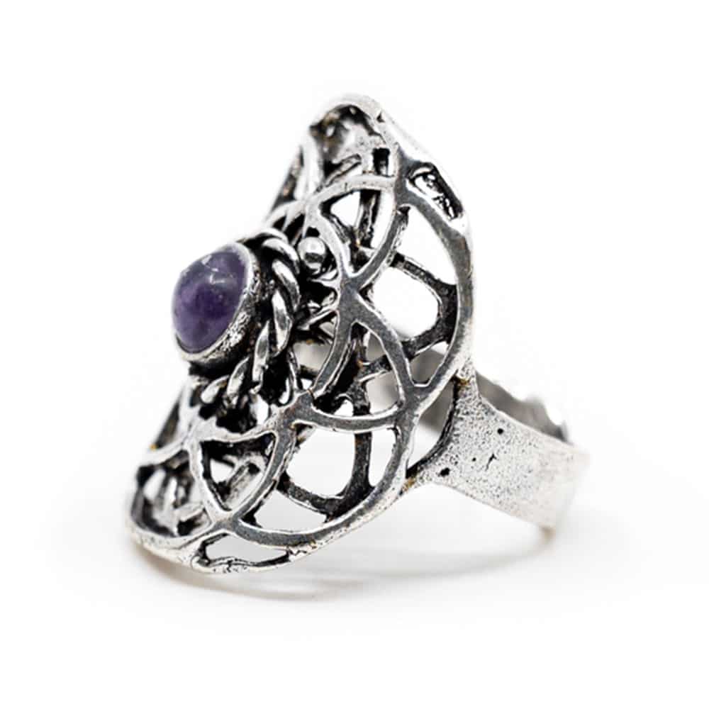 Bague Améthyste Graine de Vie Argent - Réglable (30 mm)