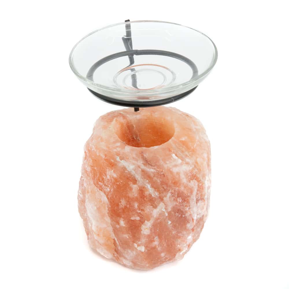 Porte-bougie en Pierre de Sel Diffuseur d'Arômes Orange avec Support (1750 grammes) 12 x 10 cm