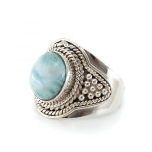 Bague Pierre Précieuse Larimar en Argent 925  « Jehna » (Taille 17)