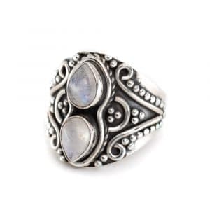 Bague Pierre de Lune en argent 925 « Yoza » (Taille 17)