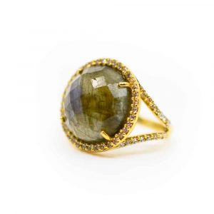 Bague Pierre Précieuse Labradorite | Argent 925 « Reflet » et Plaqué Or