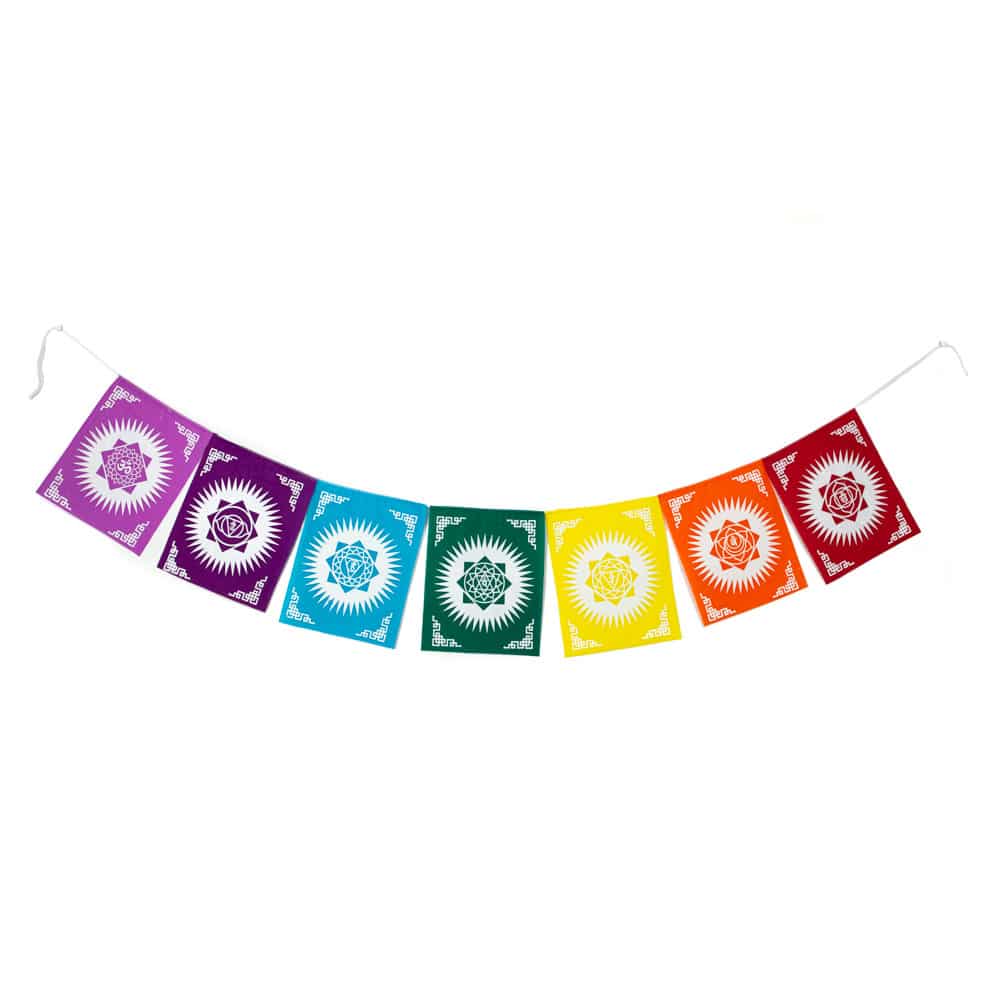 Drapeaux de Prières Tibétains Chakras en Coton - 180 cm