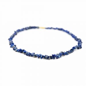 Collier en Pierre Précieuse Lapis Lazuli | Petits Galets Concassés (45 cm)