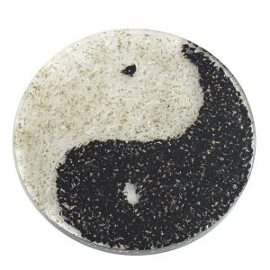 Sous-Verre Orgonite - Tourmaline Noire et Sélénite - Yin Yang (10 cm)