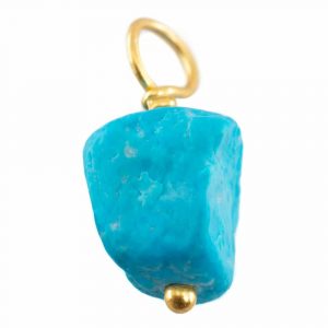 Pendentif Pierre Précieuse Turquoise Brute Argent 925 et Plaqué Or (8 - 12 mm)