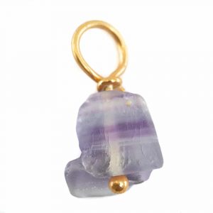 Pendentif Pierre Précieuse Fluorite brute Argent  925 et Plaqué Or (8 - 12 mm)