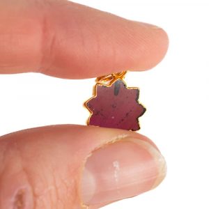 Pendentif Grenat Soleil - Plaqué Or - 12 mm