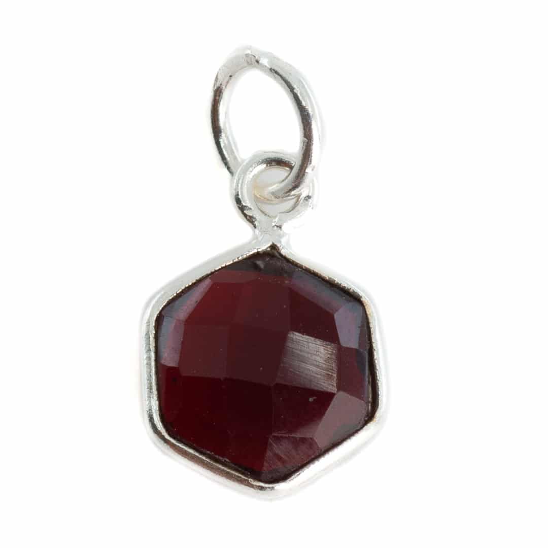 Pendentif Grenat Hexagone - Argent - 8 mm