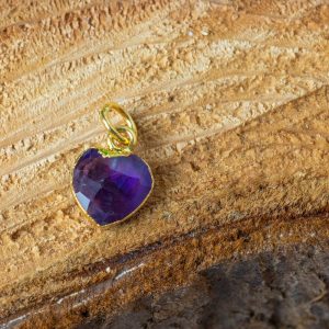Pendentif Améthyste Cœur- Plaqué or - 10 mm