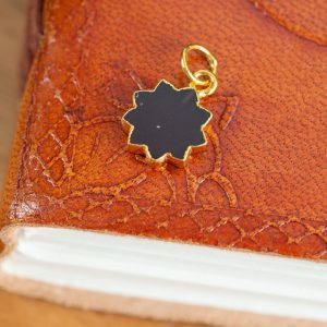 Pendentif Grenat Soleil - Plaqué Or - 12 mm