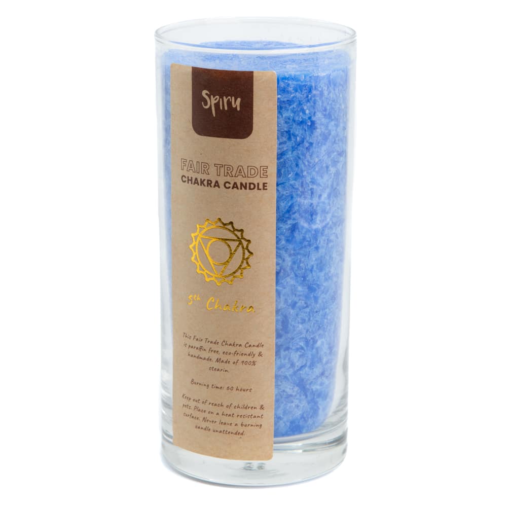 Bougie Chakra de la Gorge (5e Chakra) - Fair Trade - Bleue (60 Heures de Combustion)