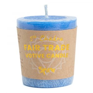 Bougie Votive Chakra de la Gorge (5e Chakra) - Fair Trade - Bleue (10 heures de combustion)