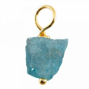 Pendentif Pierre Brute Apatite Ciel | Argent 925 et Plaqué Or (8 - 12 mm)